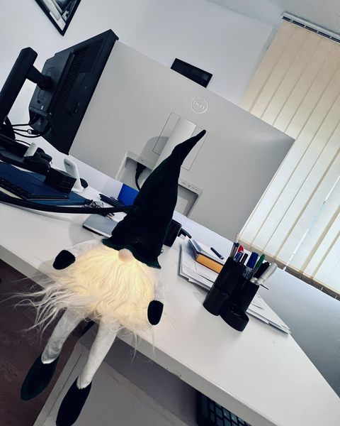 Gnome figurine on the office desk