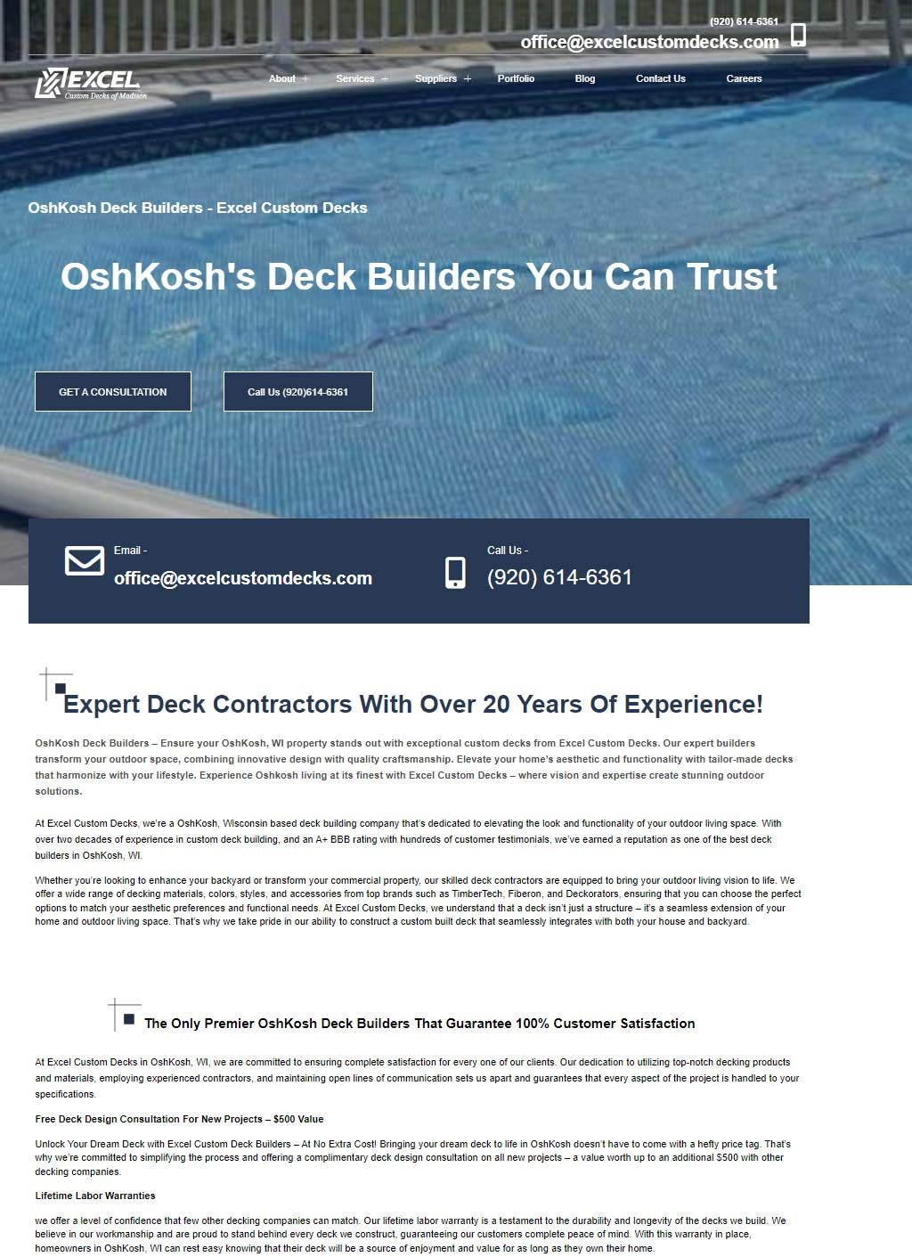 Excel Custom Deck Builders of Oshkosh