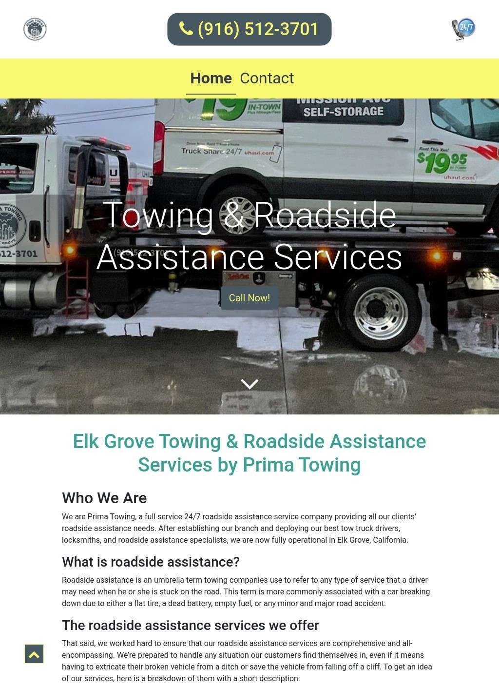 24hr Towing Services & Roadside Assistance in Elk Grove, CA - Prima Towing