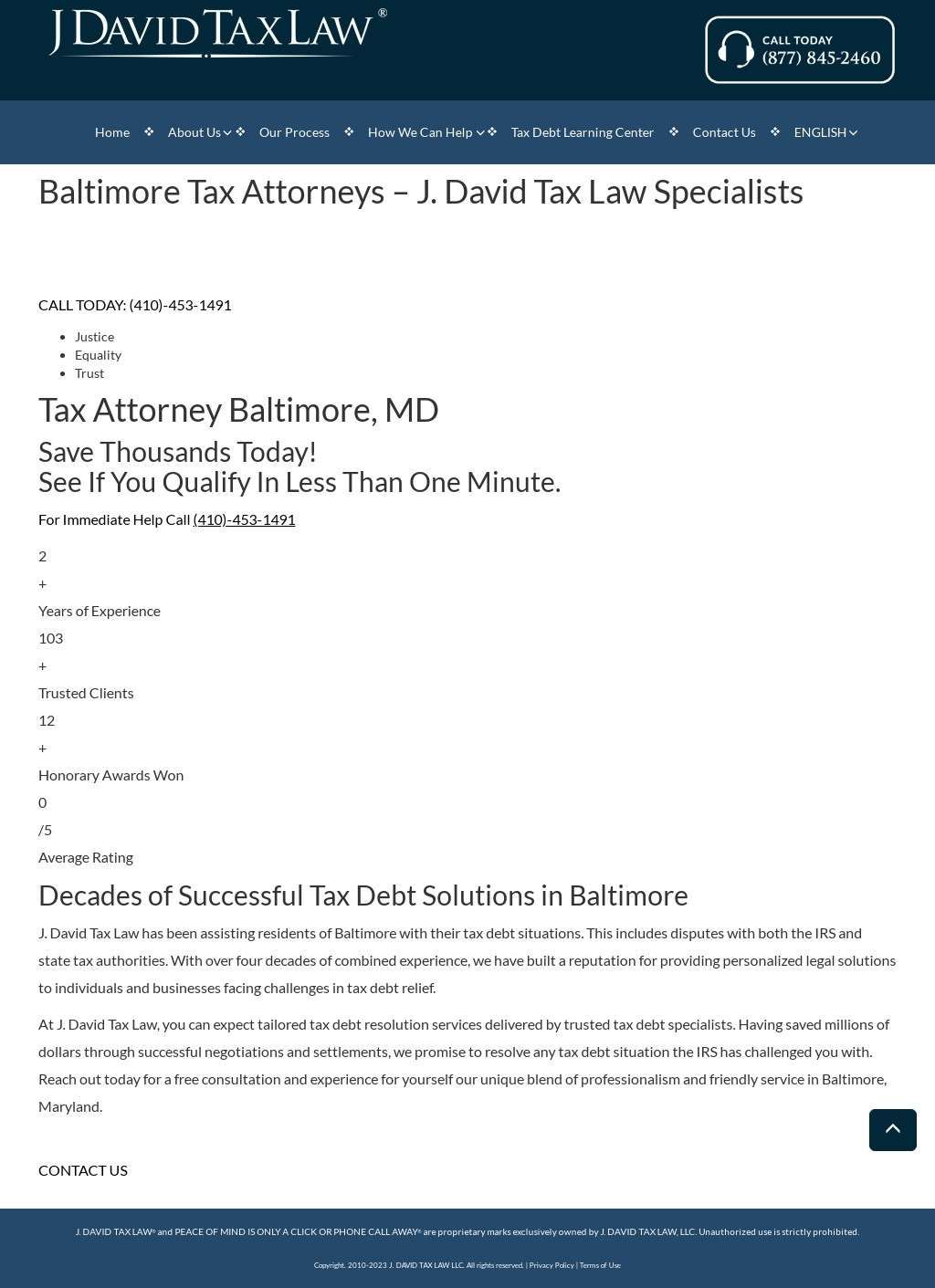 Tax Debt Attorney: J. David Tax Law Baltimore MD